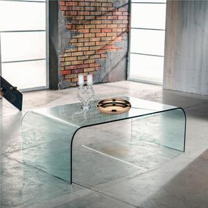 Tavolinetto da Salotto in Vetro curvato PONTE Medium 120x68xh38 cm spessore 12 mm trasparente