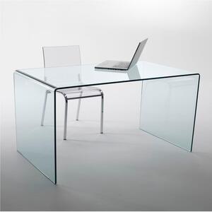 Tavolo Scrivania in vetro curvato 140x70xh71 cm spessore 12 mm trasparente made in Italy