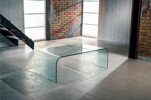 Tavolinetto da Salotto in Vetro curvato PONTE Strong dimensioni 110x60xh38 cm spessore 10 mm Vetro curvato trasparente