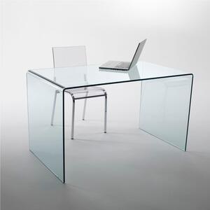 Tavolo Scrivania in vetro curvato 100x70xh73 cm spessore 12 mm trasparente Made In Italy
