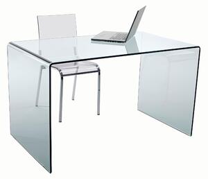 Tavolo Scrivania in vetro curvato 125x70xh73 cm spessore 12 mm trasparente made In italy
