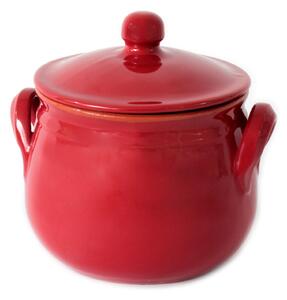 Pentola bombata in Terracotta con coperchio �15 x h17 cm Colore Amaranto Adatti per cucinare su : Fiamma, Piastra elettrica , Forno , Microonde