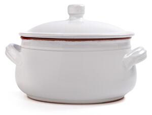 Tegame in Terracotta con coperchio �20 cm Colore Bianco Adatti per cucinare su : Fiamma, Piastra elettrica , Forno , Microonde