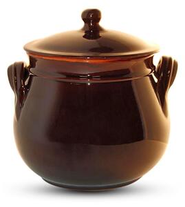 Pentola Bombata in Terracotta con coperchio �18xh22 cm Colore Terra Cotta Adatti per cucinare su : Fiamma, Piastra elettrica , Forno , Microonde