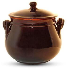 Pentola Bombata in Terracotta con coperchio �24xh28 cm Colore Terra Cotta Adatti per cucinare su : Fiamma, Piastra elettrica , Forno , Microonde