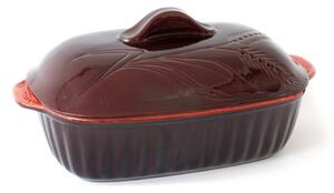 Cuocipollo in Terracotta con coperchio 35x24xh 14 cm utilizzabile solo in forno Colore Terracotta