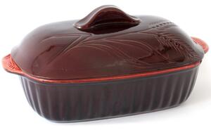 Cuocipollo in Terracotta con coperchio 40x28xh 15 cm utilizzabile solo in forno Colore Terracotta
