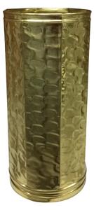 Portaombrelli in Ottone forma esagonale con lavorazione Martellato Dimensioni 21x h 50 cm colore dorato con Battuta larga lavorazione irregolate