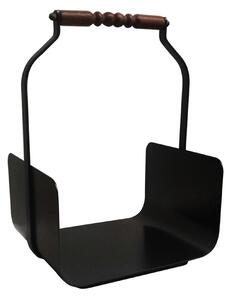 Portalegna Legnaia in ferro 37x30xh52 cm - Peso 5,30 adatto per il trasporto della legna del camino , manicatura in legno colore nero
