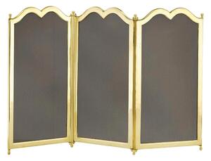 Parascintille per camino 3 ante in Ottone 75xh40 cm lavorazione artigianale in ottone pieno stile classico, rete NERA