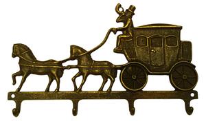 Appendichiavi , Porta chiavi da muro Carrozza , 4 posti dimensioni 29xh12cm, peso 0,900 kg ottone brunito