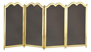 Parascintille per camino 4 ante in Ottone 100xh40 cm lavorazione artigianale in ottone pieno stile classico, rete nera