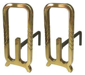 Alari per camino, coppia in Ottone Massiccio Modello STILE Dimensioni 36x14x h 32 cm lavorazione artigianale in ottone pieno stile classico