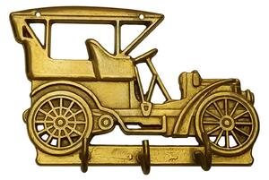 Appendichiavi , Porta chiavi da muro AUTO , 3 posti dimensioni 13xh9 cm, peso 0,400 kg ottone brunito