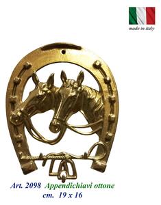 Appendichiavi , Porta chiavi da muro Cavallo , 4 posti dimensioni 16x h19 cm, peso 0,900 kg ottone Lucido