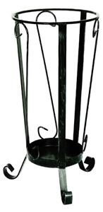 Portaombrelli in Ferro Battuto 22x22xh50 cm colore nero con pomelli in ottone e vaschetta raccogli acqua colore nero