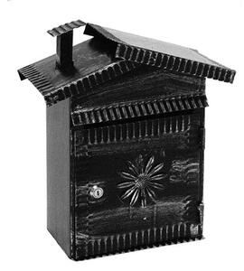 Cassetta per Posta In ferro Battuto modello CAMINO Lavorazione Artigianale trattamento x Esterno 26x14xh 36 cm con 2 chiavi di chiusura colore nero