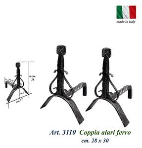 Alari per camino, FORGIATI coppia in ferro battuto Dimensioni 30x h 28 cm lavorazione artigianale in ferro attorcigliato torse