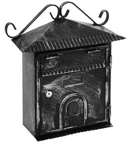 Cassetta per Posta In ferro Battuto modello ESSE Lavorazione Artigianale trattamento x Esterno 28x12xh 35 cm con 2 chiavi di chiusura colore nero