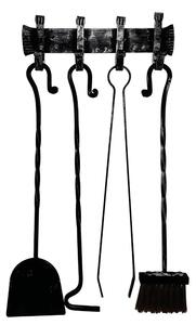Gruppo per camino da MURO con Barra in Ferro forgiato Dimensioni 32x h 60cm - Peso 3.5 kg lavorazione artigianale in stile classico made In Italy 100x100