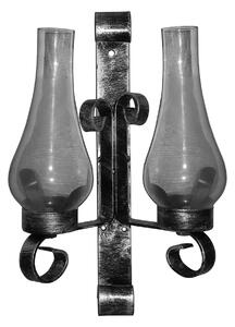 Lanterna In ferro Battuto 2 luci 28xh34 cm interno esterno, con vetri e impianto colore nero