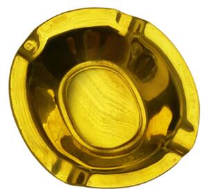 Posacenere in Ottone massiccio realizzato Ovale 3 Appoggi Dimensioni 5057 colore giallo