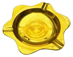 Posacenere in Ottone massiccio realizzato in 5 Raggi 3 Appoggi Dimensioni 14x14 cm colore giallo