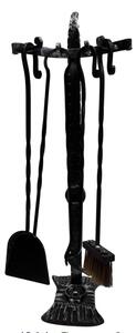 Gruppo per camino in Ferro battuto esposizione Frontale Dimensione h 70 cm - Peso 2,9 kg 5 pezzi Pomo Ottone lavorazione artigianale in stile classico made In Italy 100x100