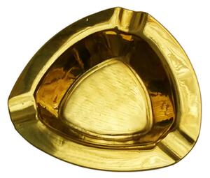 Posacenere in Ottone massiccio realizzato in 3 Raggi 3 Appoggi Dimensioni 12x12 cm colore giallo