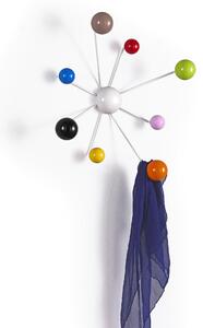 Appendino attaccapanni 8 pomelli Globo 51x51xh15 cm in struttura laccata bianco pomelli multicolor