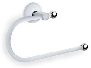 Porta asciugamano da Bidet Mod ZACINTO 30x6xh12 cm placche rotonde forme arrotondate in finitura cromo lucido fissaggio a viti bianco con pomelli cromo