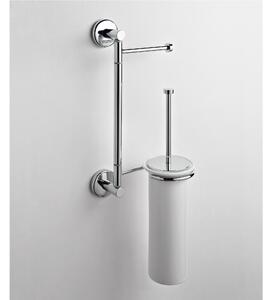 Asta attrezzata WC porta scopino e Porta carta igienica IDRA 18x16xh52 cm finitura inox lucido bagno galvanico di oltre 22 micron inalterabile nel tempo