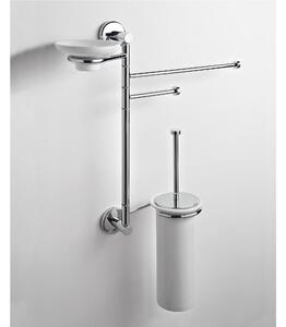 Asta attrezzata WC, Bidet porta scopino portasapone e asciugamani IDRA 44x16xh60 cm finitura inox lucido ruotabile a 360 gradi garanzia 10 anni