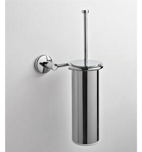 Porta Scopino fissaggio a muro IDRA 17x16xh39 cm fissaggio con stop e viti incluse bagno galvanico di oltre 22 micron inalterabile nel tempo