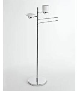 Piantana porta asciugamani Lavabo KIOS 44x25xh97 cm con Porta Sapone e Portabicchieri in ceramica Garanzia contro la corrosione