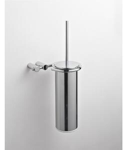Porta scopino sospeso da bagno KIOS 16x15xh39 cm in metallo finitura cromo lucido fissaggio stop e viti Garanzia contro la corrosione bagno galvanico di oltre 22 micron inalterabile nel tempo