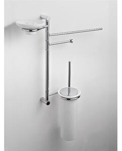 Asta attrezzata Wc Bidet KIOS 43x14xh58 cm con Porta scopino e portasapone in ceramica fissaggio a vite garantita contro la corrosione