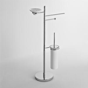 Piantana porta asciugamani WC Bidet KIOS 38x20xh76 cm con Porta scopino e portasapone in ceramica Garanzia per anni contro la corrosione