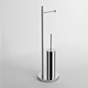 Piantana da WC con porta carta igienica serie KIOS 20x20xh66 cm con Porta scopino in metallo