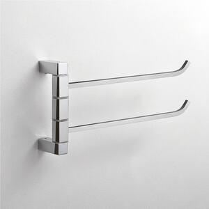 Porta asciugamano doppio CIPRO 31x6xh15,5 cm finitura cromo lucido fissaggio a vite e stop bagno galvanico di oltre 22 micron inalterabile nel tempo