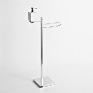 Piantana Bidet quadrata , con dispenser base quadrata CIPRO 37x19xh87 cm Tubo ottone quadrato mm. 20x20 in ottone finitura inox lucido made in Italy garanzia 10 anni