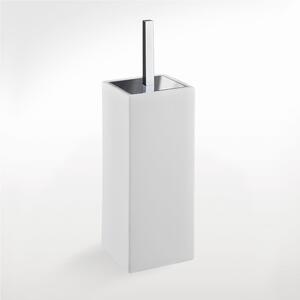 Porta scopino da terra in ceramica Plano 10x10xh34 cm in finitura cromo lucido bagno galvanico di oltre 22 micron inalterabile nel tempo