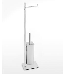 Piantana WC con Porta Rotolo pi� Porta scopino Linea Living Design Moderno dimensioni 33x15xh88 cm - bracci lunghezza 28 cm cromo lucido Garanzia i0 anni contro la ruggine