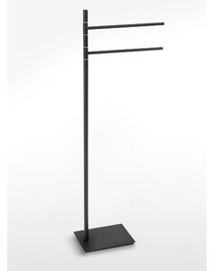 Piantana portasciugamani da bagno 2 bracci snodati Linea Basic Design Moderno dimensioni 33x15xh90 cm - bracci lunghezza 28 cm Nero Opaco Garanzia i0 anni contro la ruggine