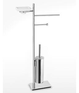 Piantana WC Bidet con Porta scopino e Portasapone Linea Living Basic Moderno dimensioni 39x12x74,5 cm - cromo lucido Garanzia i0 anni contro la ruggine