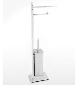 Piantana WC Bidet con Porta carta e porta scopino Linea Living Design Moderno dimensioni 26x12xh75 cm - cromo lucido Garanzia i0 anni contro la ruggine