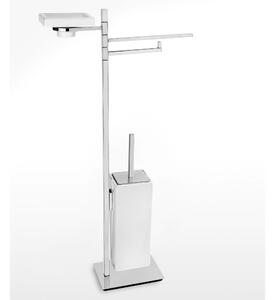 Piantana WC Bidet con Porta scopino e Portasapone Linea Living Design Moderno dimensioni 30x12xh75 cm - cromo lucido Garanzia i0 anni contro la ruggine