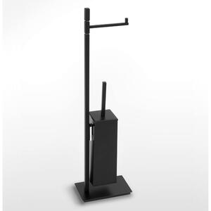 Piantana WC con Porta Rotolo pi� Porta scopino Linea Living Design Moderno dimensioni 33x15xh88 cm - bracci lunghezza 28 cm nero Garanzia i0 anni contro la ruggine