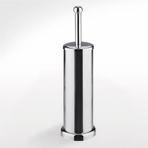 Porta scopino da terra con basetta in ottone rotonda OMBRA �8xh34 cm in finitura cromo lucido AISI 304 bagno galvanico di oltre 22 micron inalterabile nel tempo