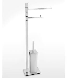 Piantana WC Bidet con Porta carta e porta scopino in ACCIAIO AISI 430 Linea ANTHEA Tubo quadrato mm. 20x20 Moderno dimensioni 30x12x79 cm - inox lucido Garanzia i0 anni contro la ruggine